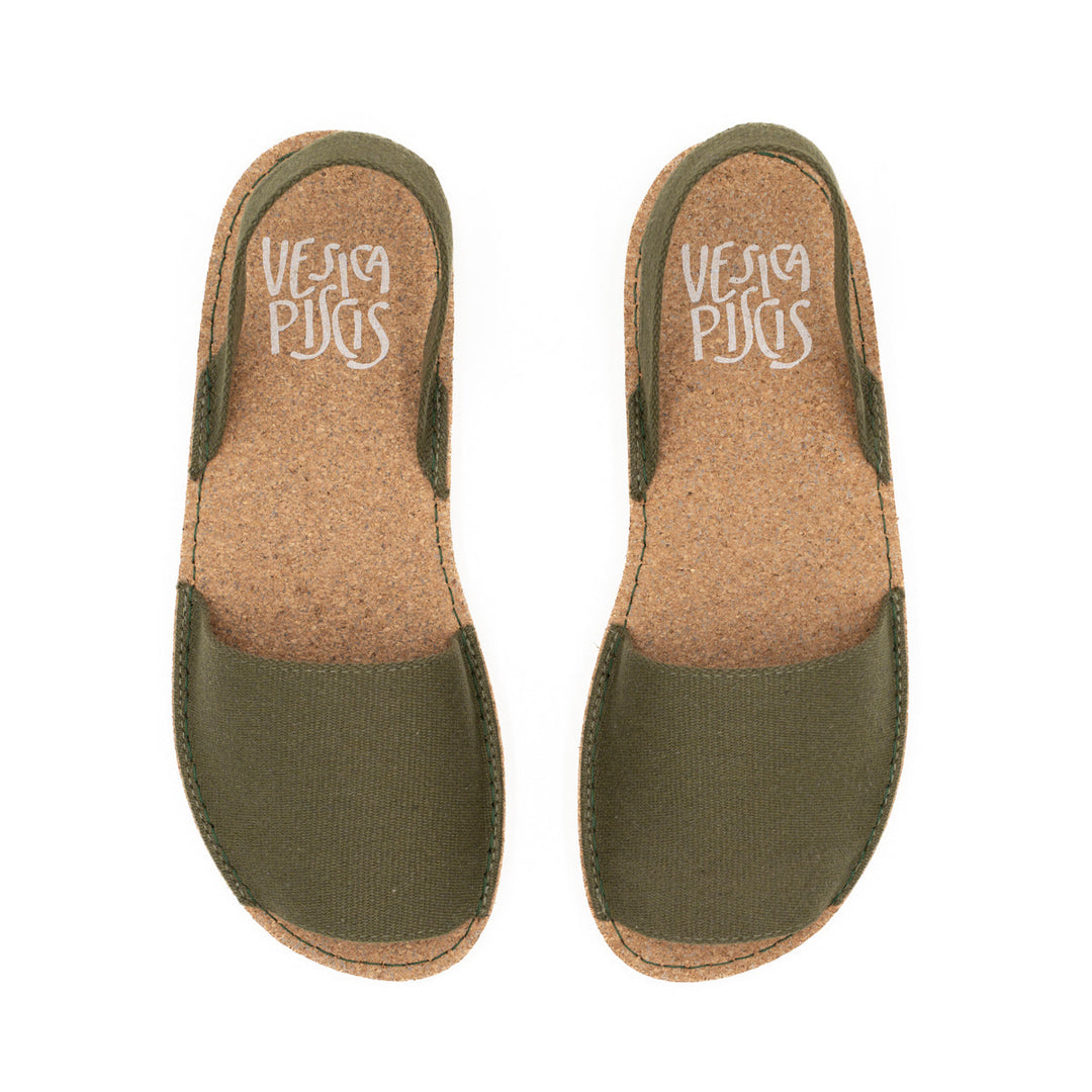 sandales en toile kaki