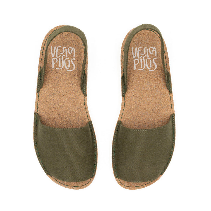sandales en toile kaki