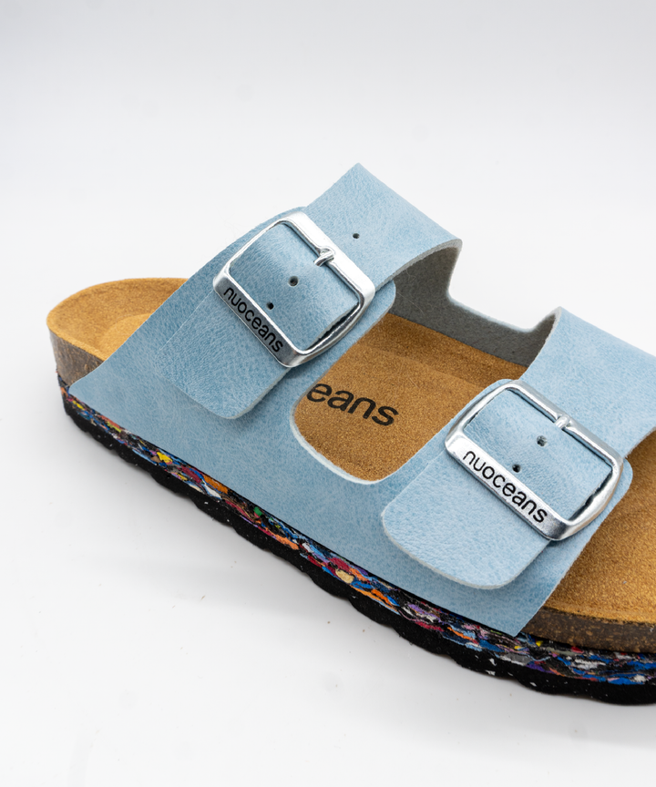 Sandales en cuir vegan bleu, style mules  Birkenstock