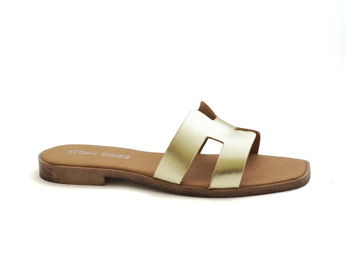 mules couleur or en simili cuir vegan