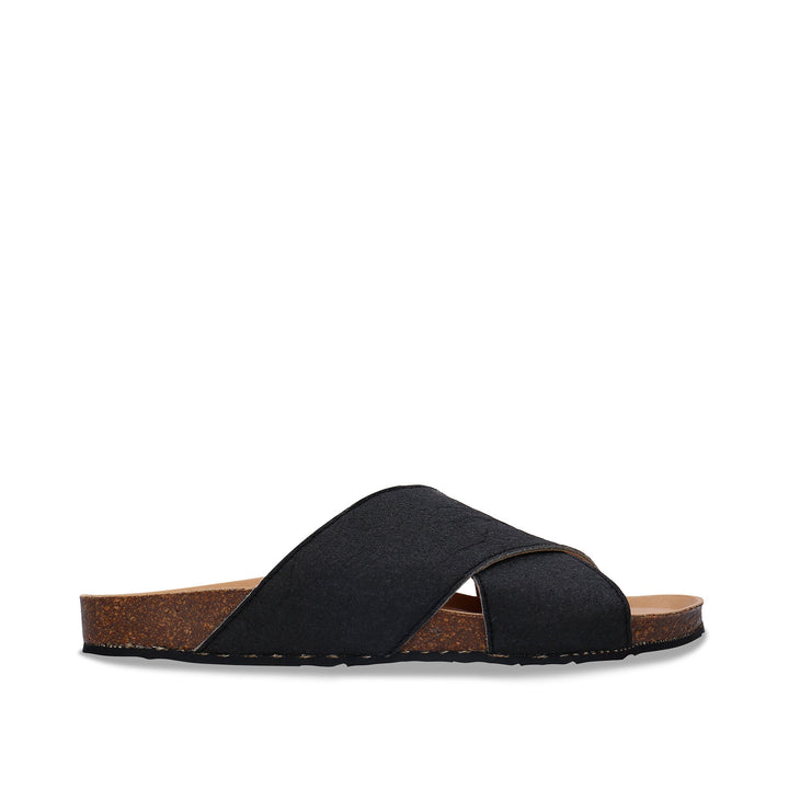 Sandales noires types mules en pinatex noir