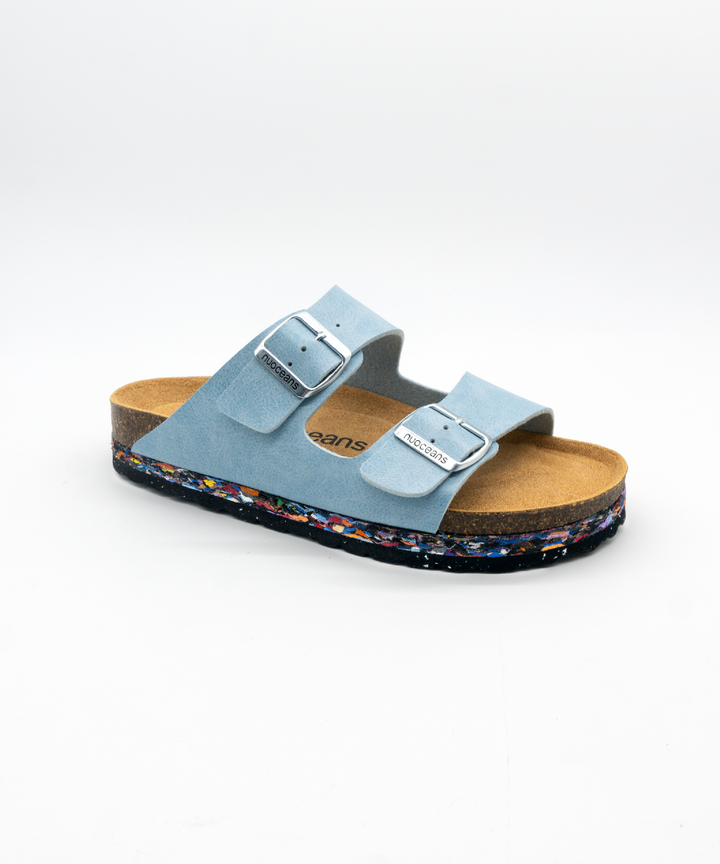 Sandales en cuir vegan bleu, style mules  Birkenstock