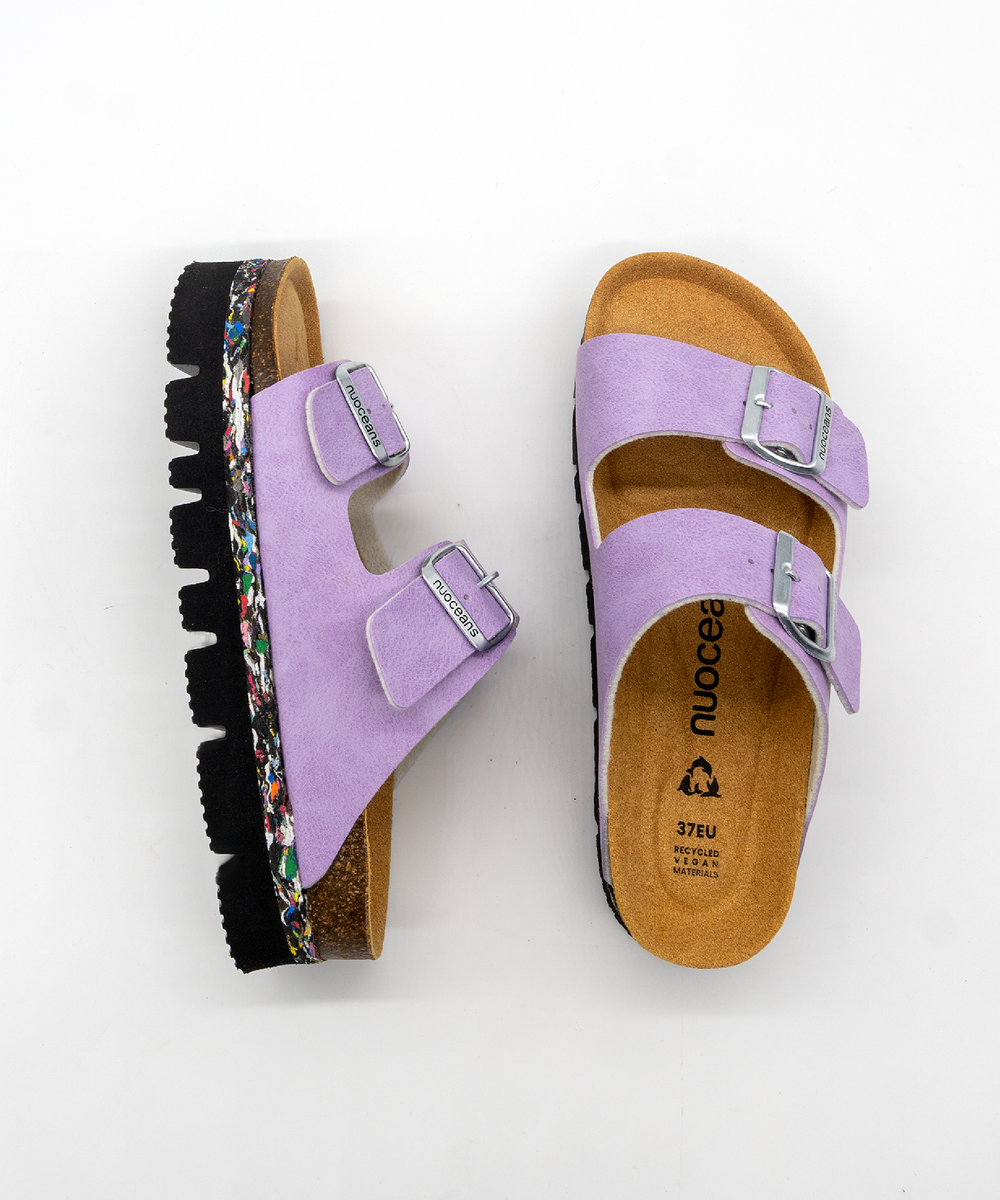 sandales Nuoceans mauve lila avec semelles recyclées