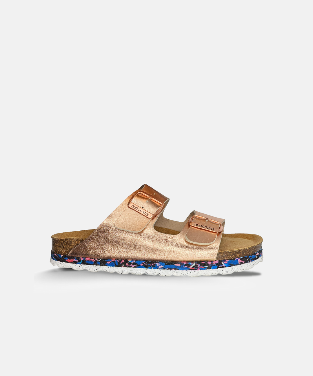 Sandales style Birkenstock or rosé métalisé
