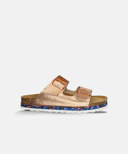 Charger l'image dans la galerie, Sandales style Birkenstock or rosé métalisé
