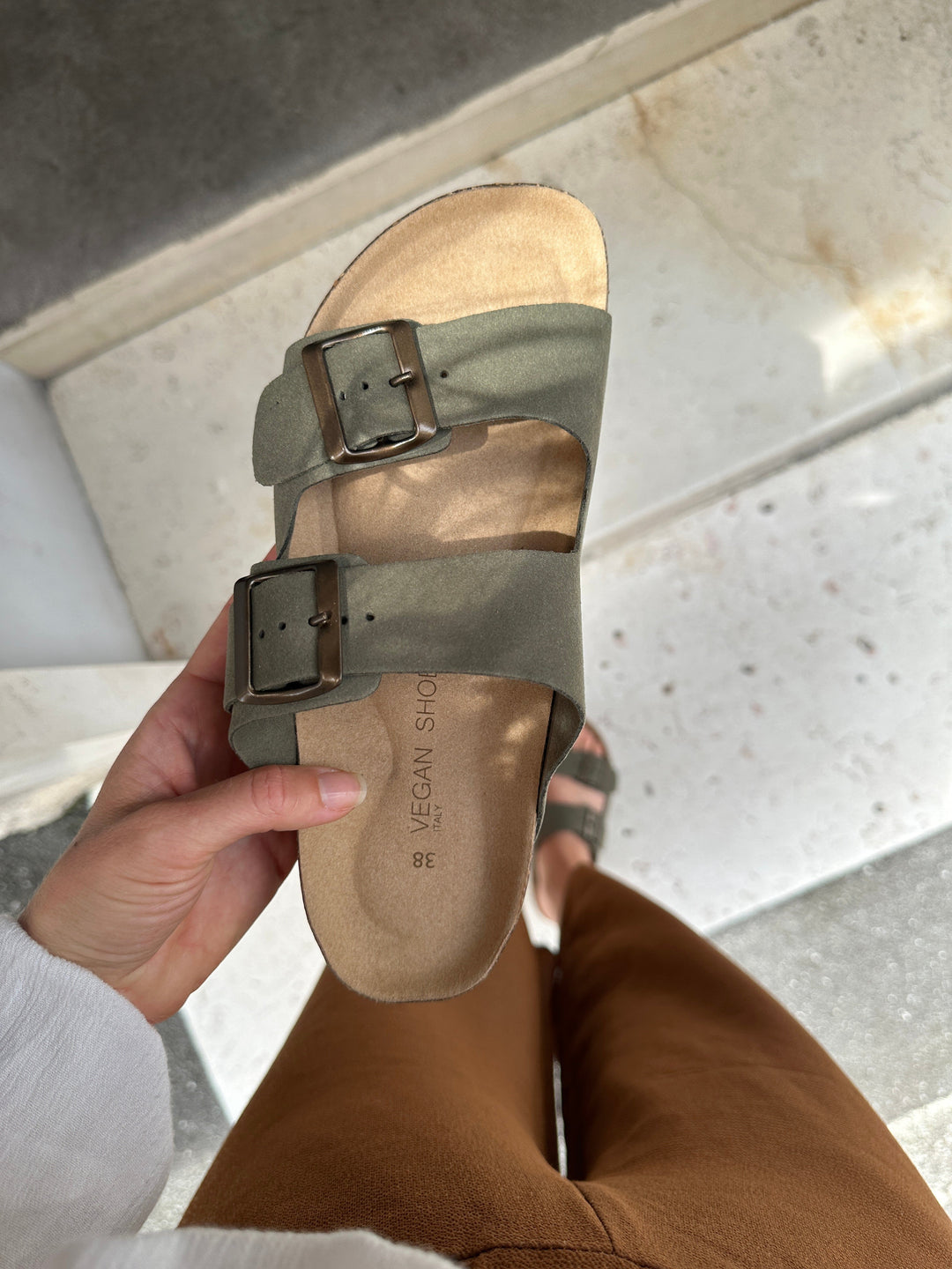 sandales vegan style birkenstock vert kaki