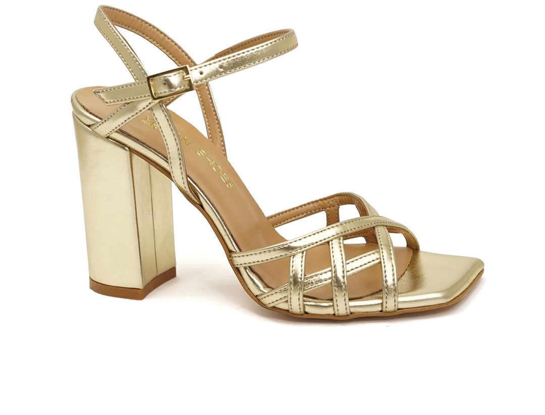 Elégantes Sandales Vegan Dorées à Talons