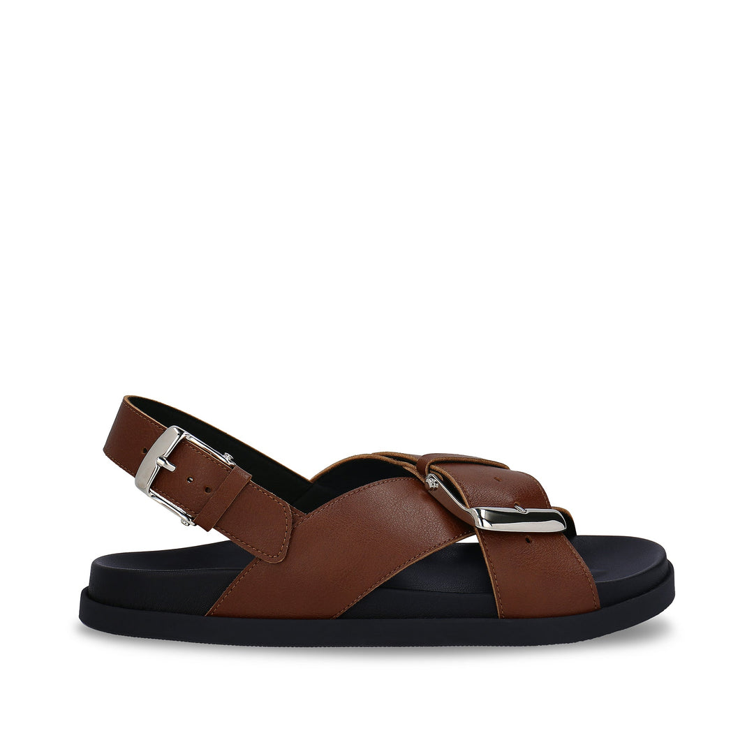 Sandales femme véganes été rembourrés marron brides croisées boucles ajustables