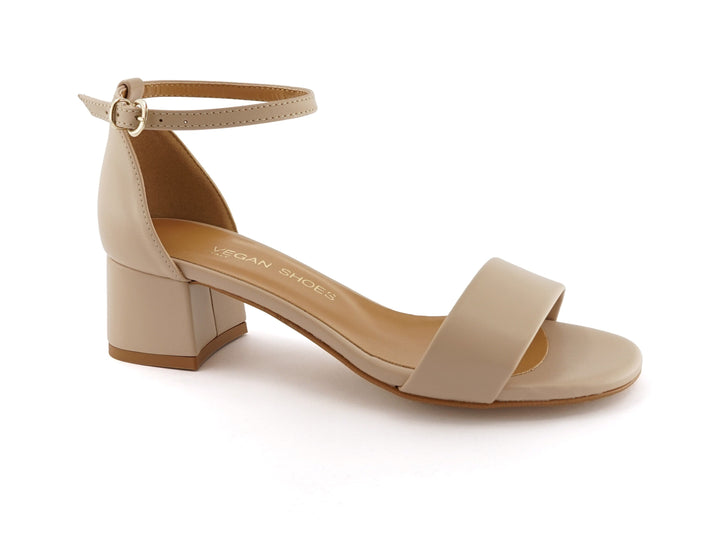 Sandales élégantes à talons en cuir vegan rose poudré