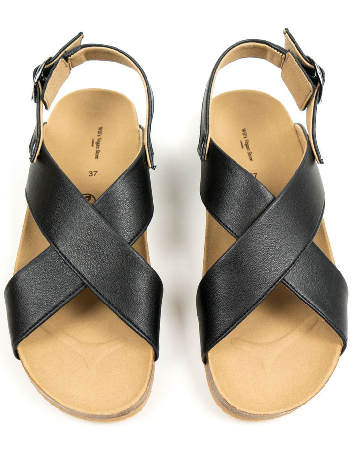 sandales noires vegan 