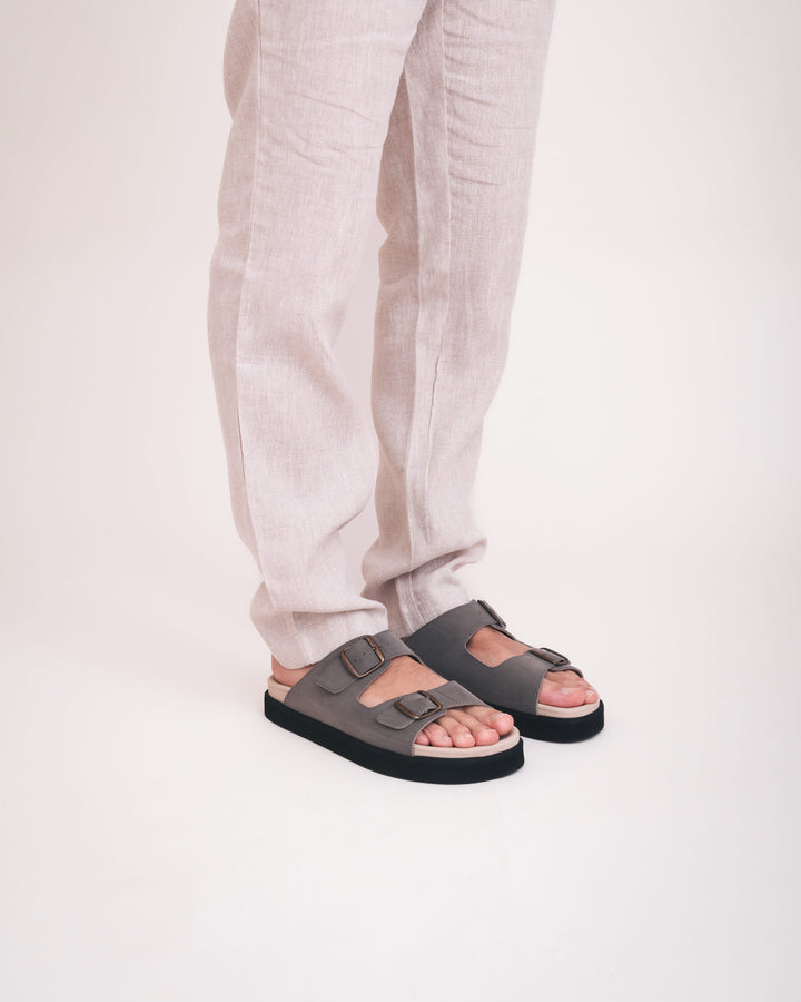 Sandali vegani unisex due fasce fibbie suola spessa comfort urbano