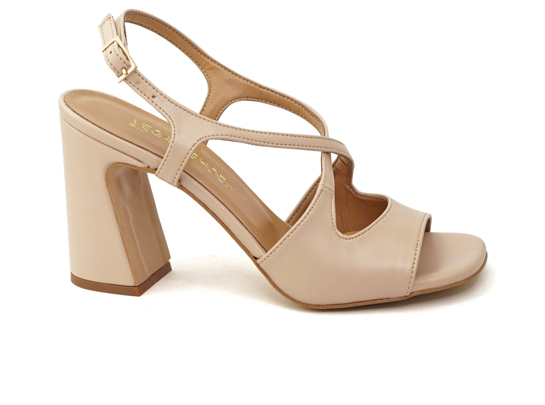 Sandales à talons haut en cuir vegan nude