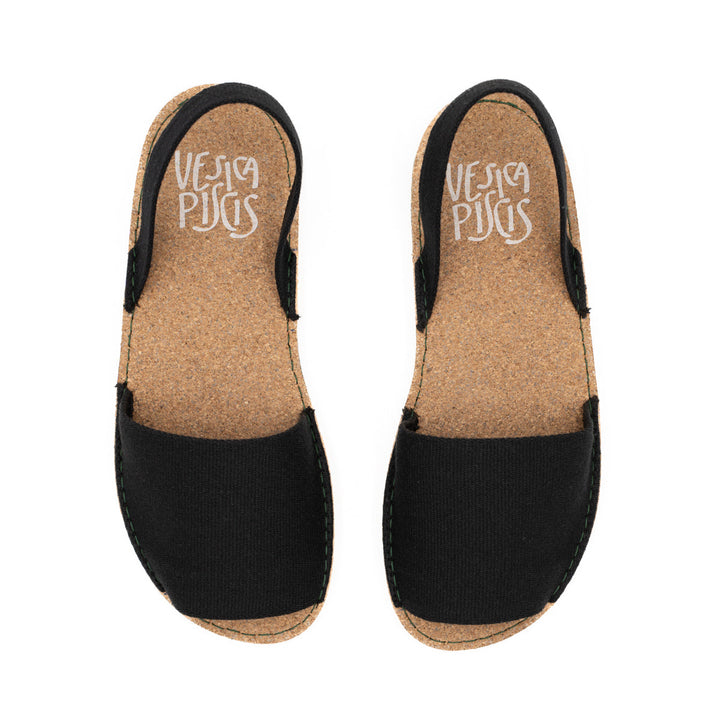 sandales vegan en toile noir