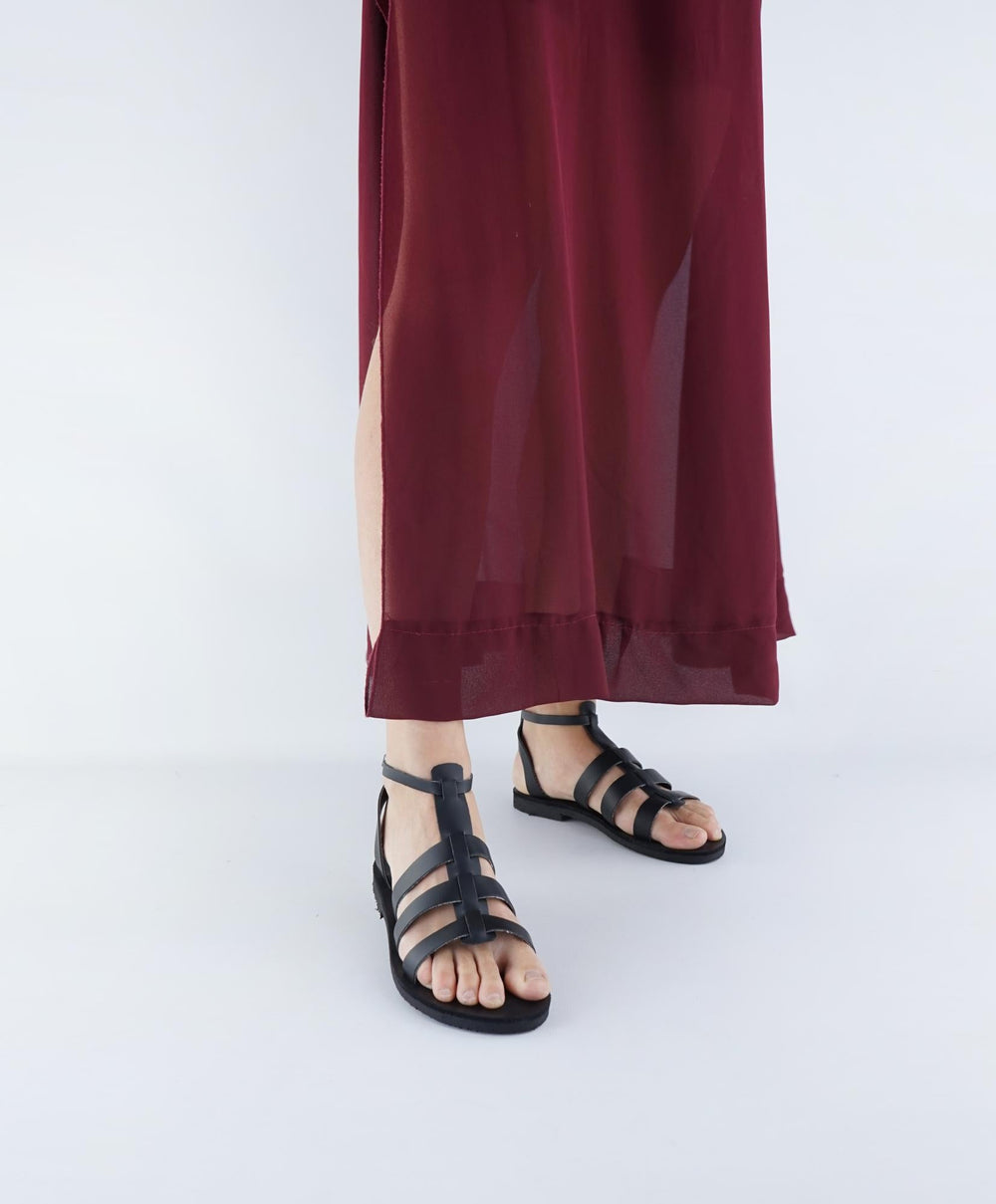 sandales spartiates noires vegan 