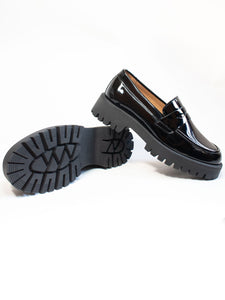 mocassins noirs à semelles épaisses chunky