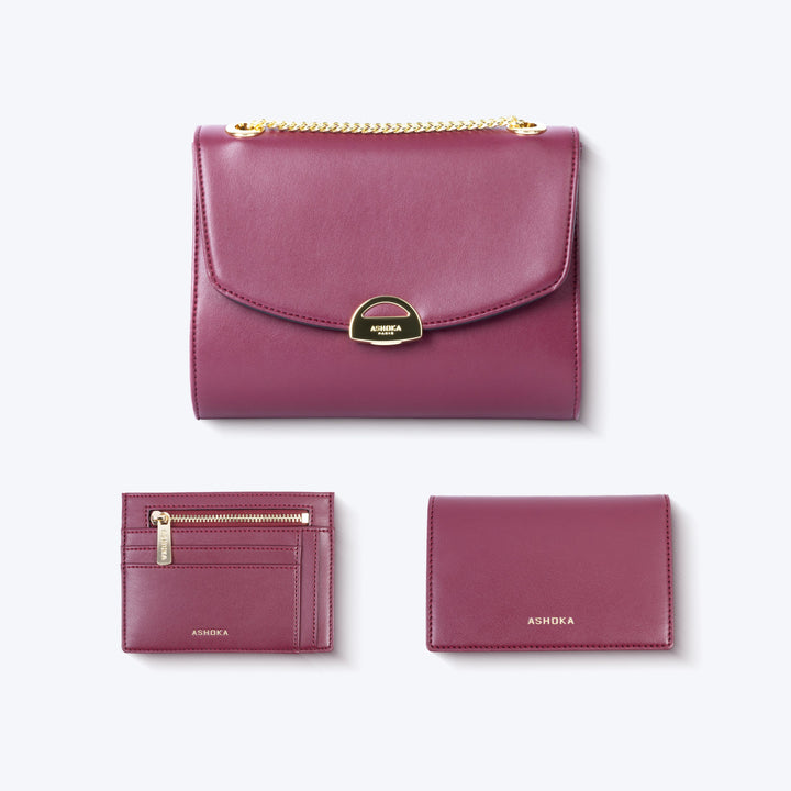 Mini Paname Bordeaux – sac vegan assorti à ses accessoires écoresponsables