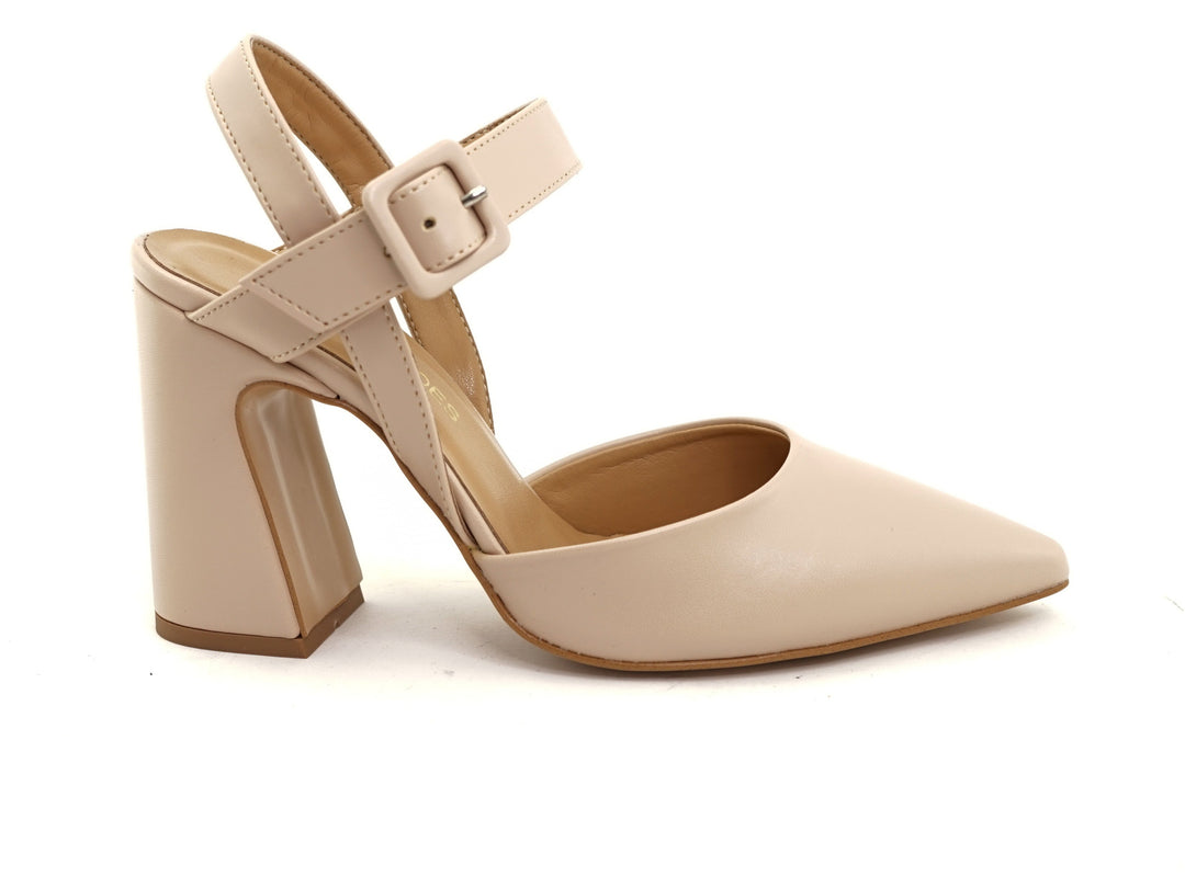 Chaussures à Talons à bout pointu en cuir  Vegan Nude