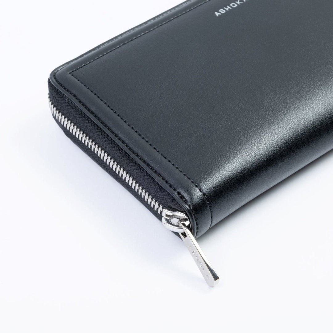 Portefeuille femme noir Ashoka Paris, maroquinerie vegan haut de gamme et durable.