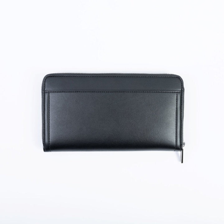 Portefeuille femme noir Ashoka Paris, maroquinerie vegan haut de gamme et durable.