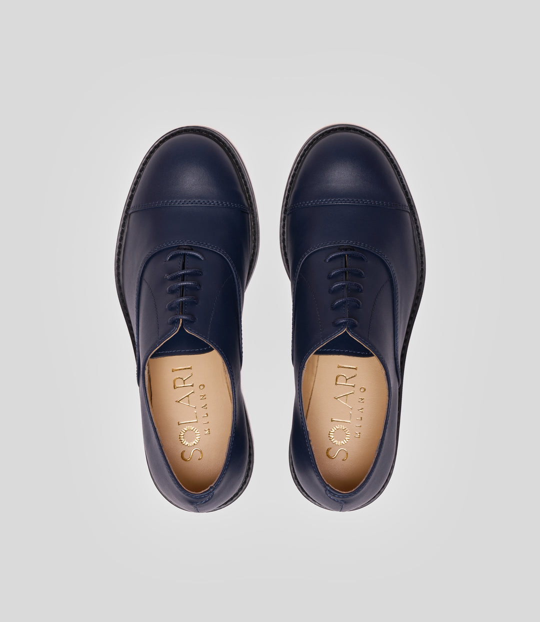 chaussures femme oxford en cuir vegan bleu 