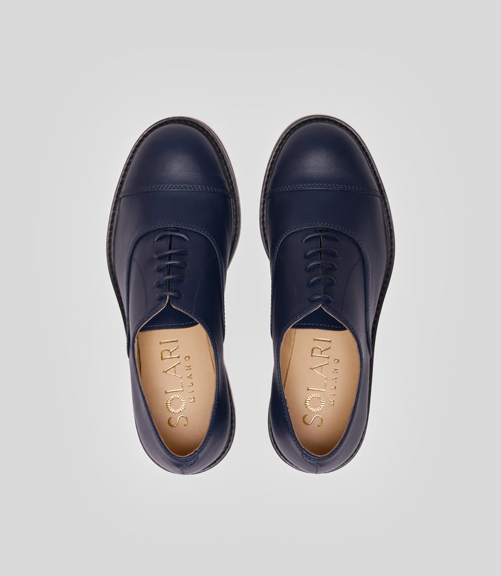 chaussures femme oxford en cuir vegan bleu 