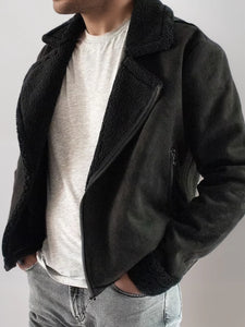 veste aviateur noire interieur doublé sherpa vegan