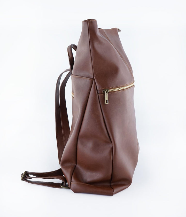 sac à dos en cuir vegan marron