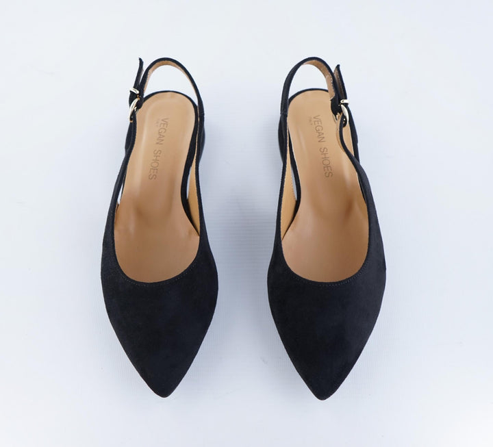 Ballerines  vegan noires ouverte derrière à bout pointu
