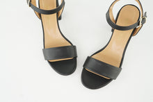 Load image into Gallery viewer, sandales à talons cuir vegan noir