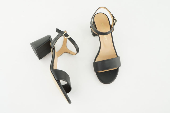 sandales à talons cuir vegan noir