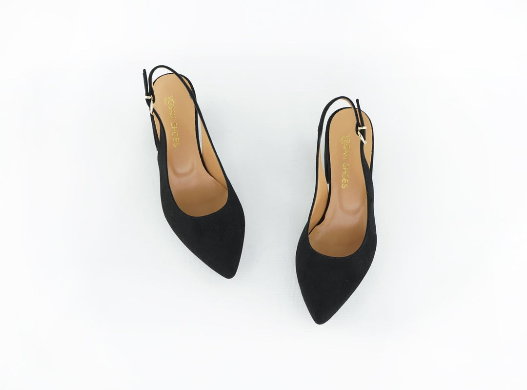 chaussures à talons vegan noir à bout pointu