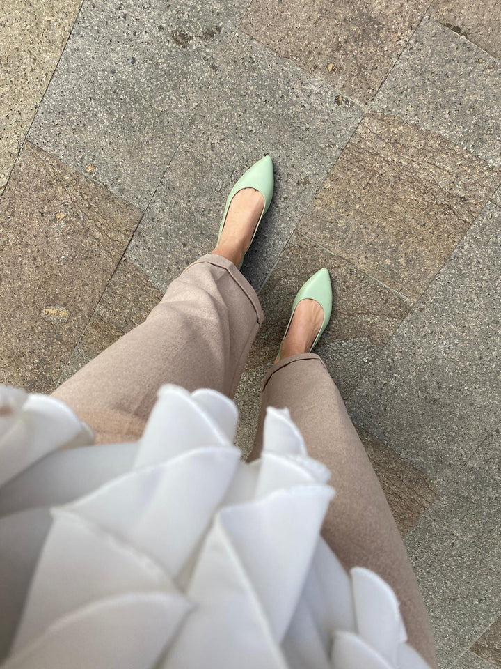 Ballerines slingback eco responsable à bout pointu couleur verte