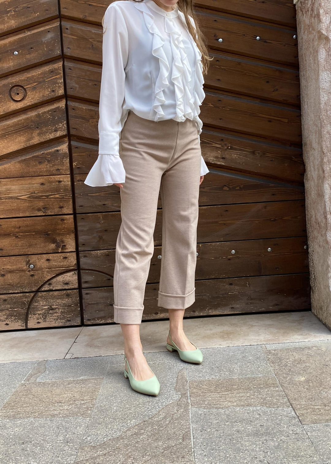 Ballerines slingback eco responsable à bout pointu couleur verte