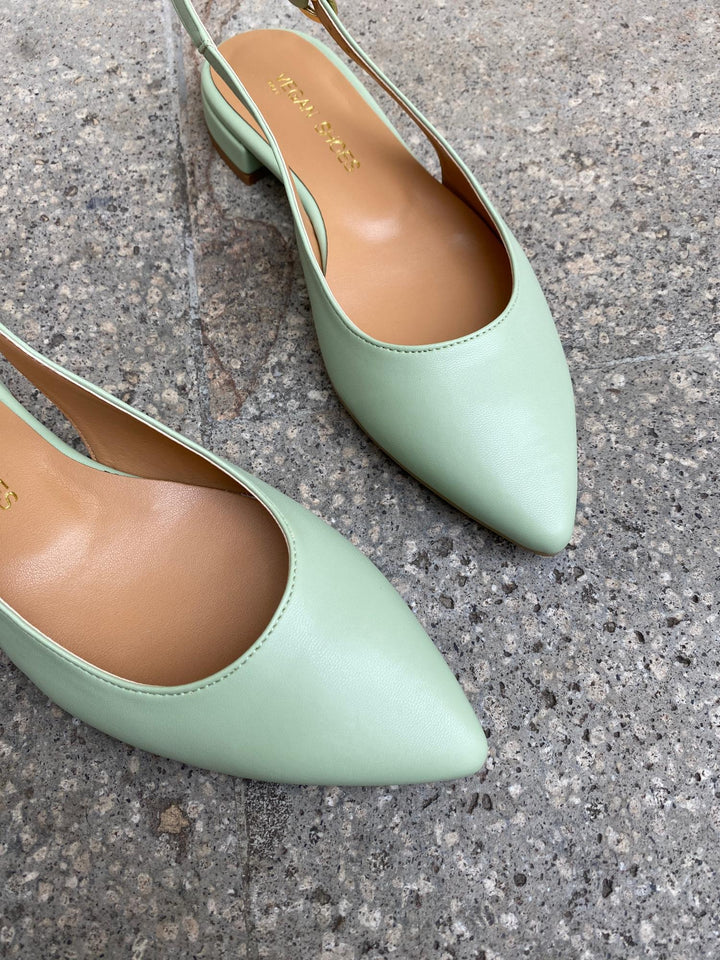 Ballerines slingback eco responsable à bout pointu couleur verte