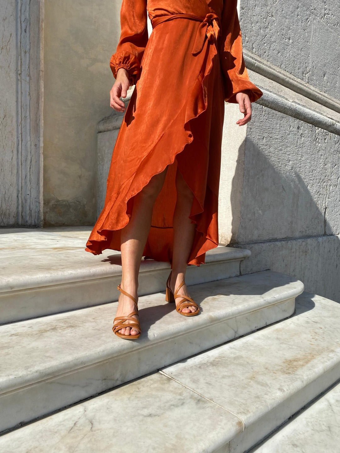 sandales eco responsable et vegan à talons couleur marron
