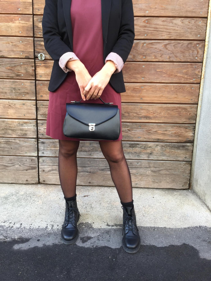 sac en cuir vegan de pomme noir