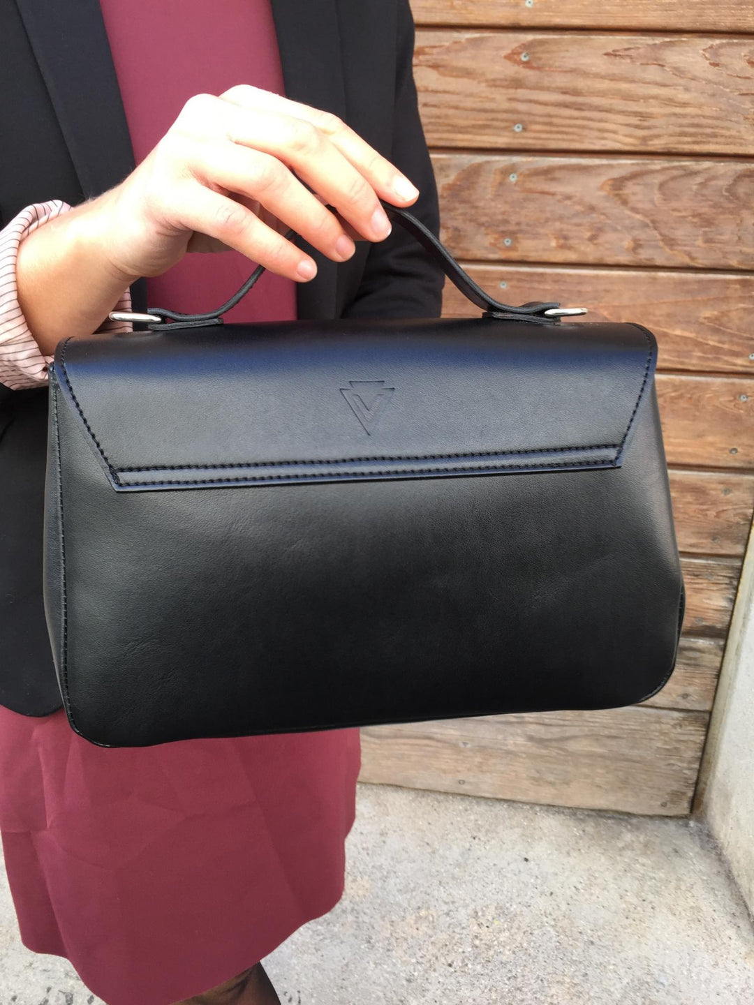 sac en cuir vegan de pomme noir