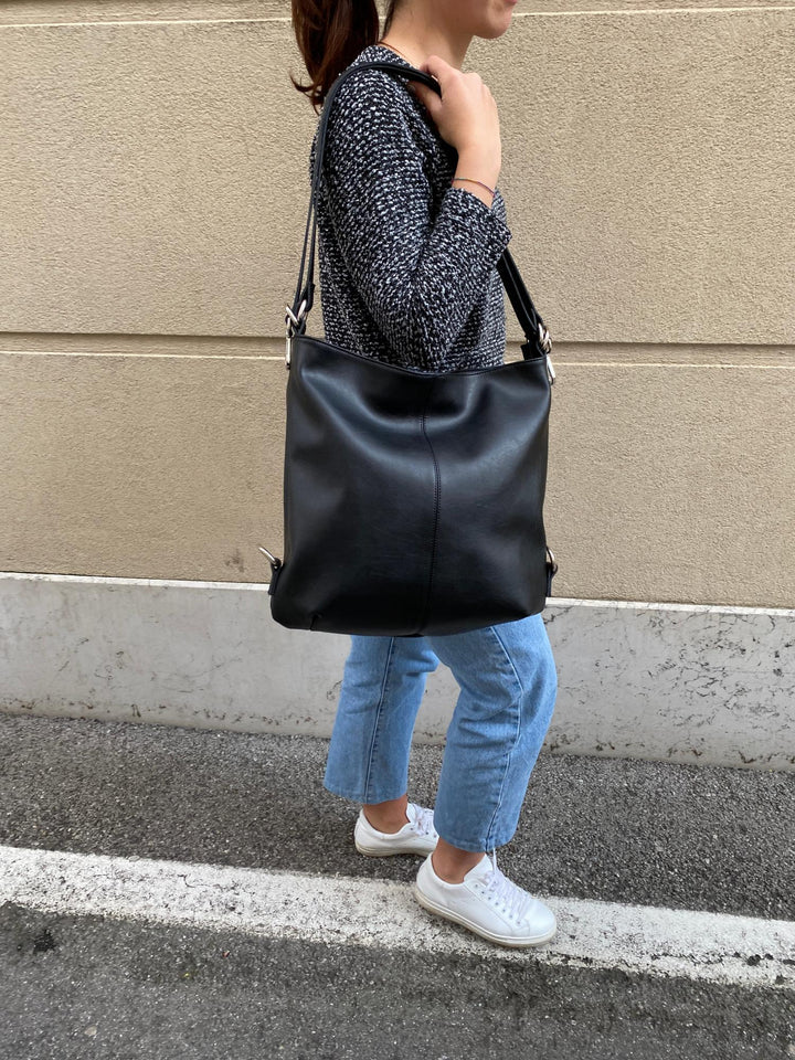 grand sac vegan noir deux en un