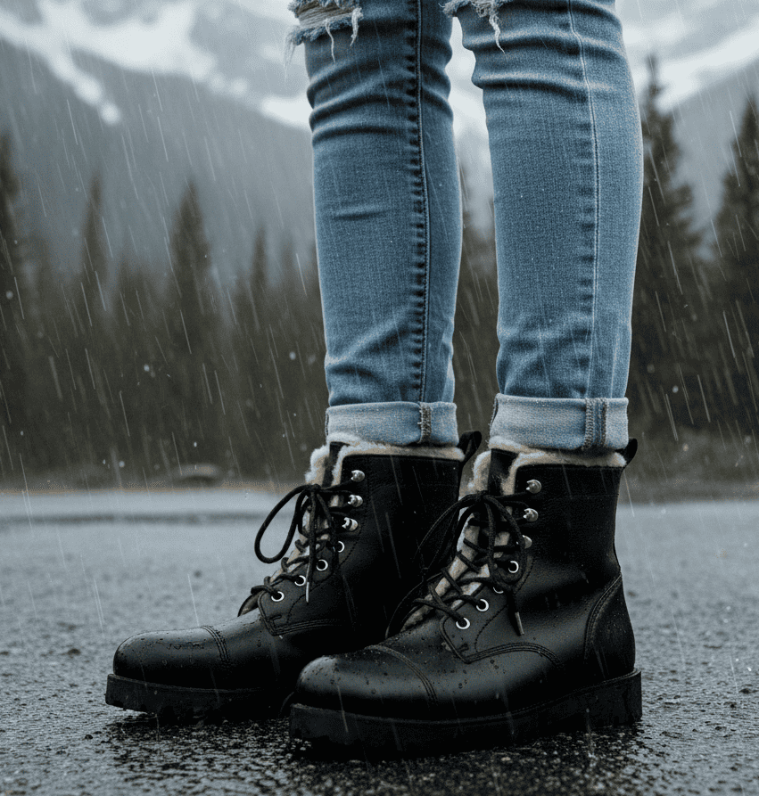 bottines vegan style worker fourrées