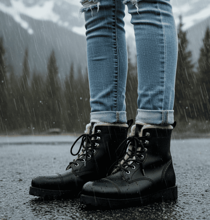 bottines vegan style worker fourrées