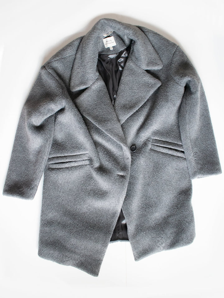 manteau vegan oversized gris