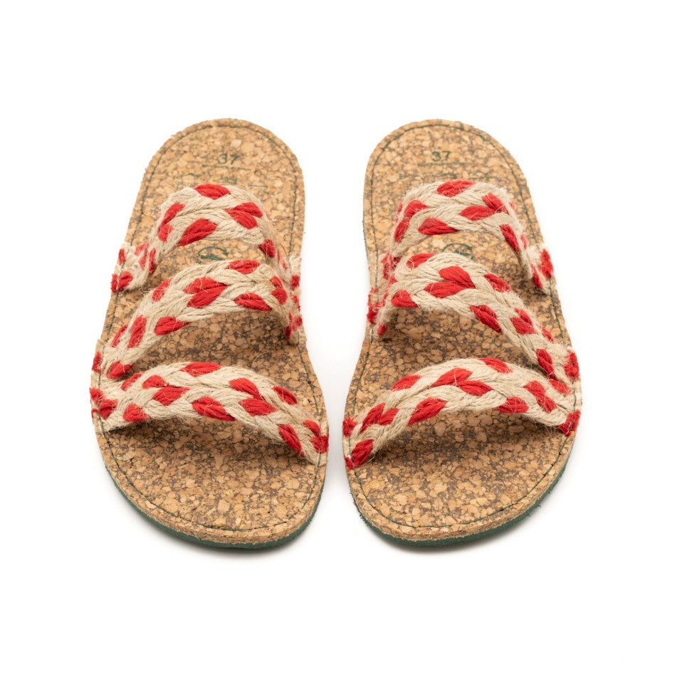 RECYCLED SANDAL OF CORK AND JUTE RED - VESICA PISCIS FOOTWEAR