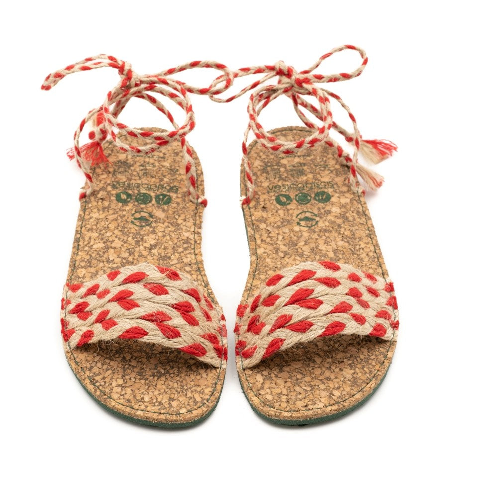 RECYCLED SANDAL OF CORK AND JUTE RED - VESICA PISCIS FOOTWEAR