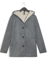 Load image into Gallery viewer, manteau daim vegan doublé shearling