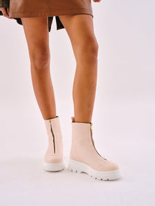 bottines vegan en cuir de mais rose clair