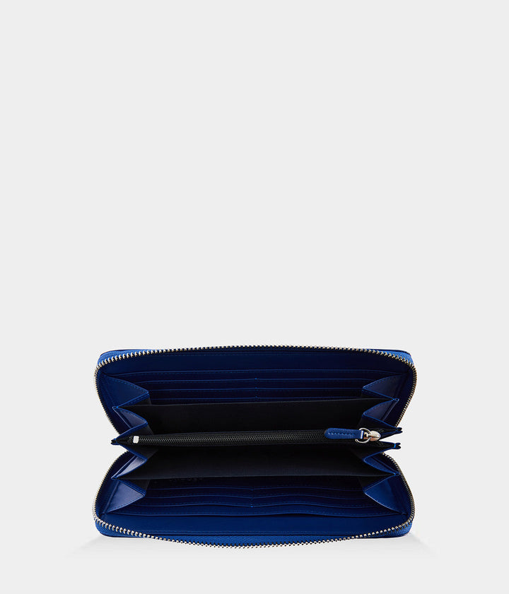 Portefeuille vegan Apple Skin Couture  bleu électrique, sans cuir, éthique, écoresponsable, écologique, recyclé et sans cruauté.