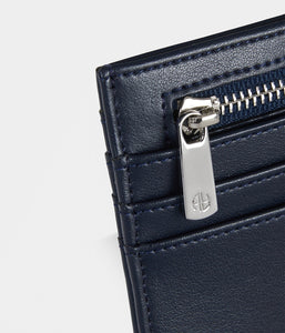Apple Skin Navy Blue Zippered Card Holder