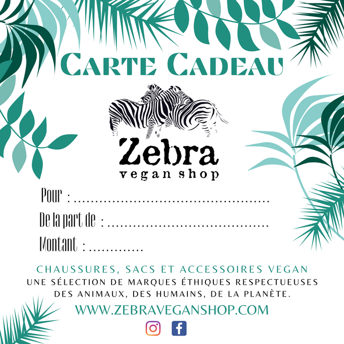 Carte-cadeau Zebra Vegan Shop