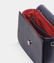 Charger l&#39;image dans la galerie, Sac vegan Brigitte bleu marine vegan sans cuir, haute maroquinerie végane Ashoka Paris