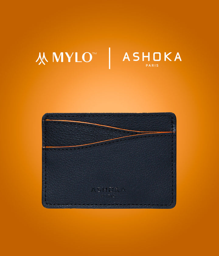 Porte-carte Mylo™️ orange en mycélium, structure souterraine des champignons - éthique, écoresponsable, écologique, durable et sans cruauté